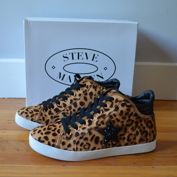🆕 STEVE MADDEN Leopard Print Lace Up Sneakers - Picture 2 of 8